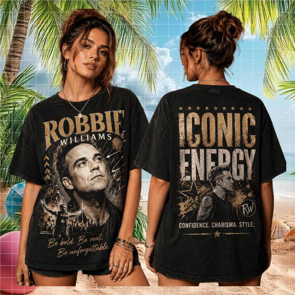 Robbie Williams Live Concert Iconic Energy Pop Tour Wash Shirt Robbie Williams Merch Fan Gifts - Merchluma