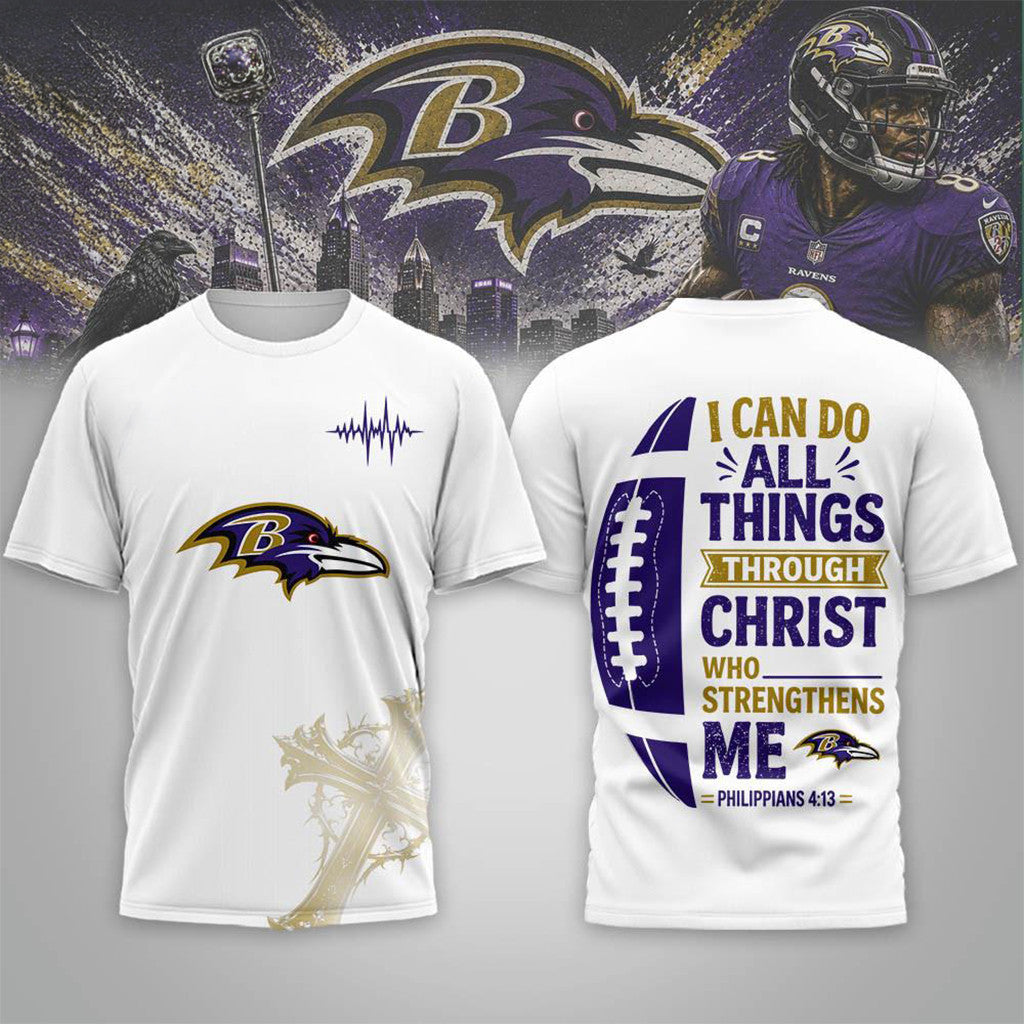 Baltimore Ravens Christ Strengthens Me T-Shirt 2026 Baltimore Ravens Merch Gift For Him - Merchluma