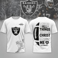 LV Raiders Christ Strengthens Me T-Shirt Raiders Merch Religious Gifts For Football Fans - Merchluma