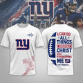 New York Giants Christ Strengthens Me T-Shirt NY Giants Merch Religious Gift For Football Fans - Merchluma