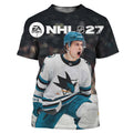 EA Sports 27 Macklin Celebrini San Jose Sharks Cover Athlete T-Shirt SJ Sharks Merch Gifts - Merchluma