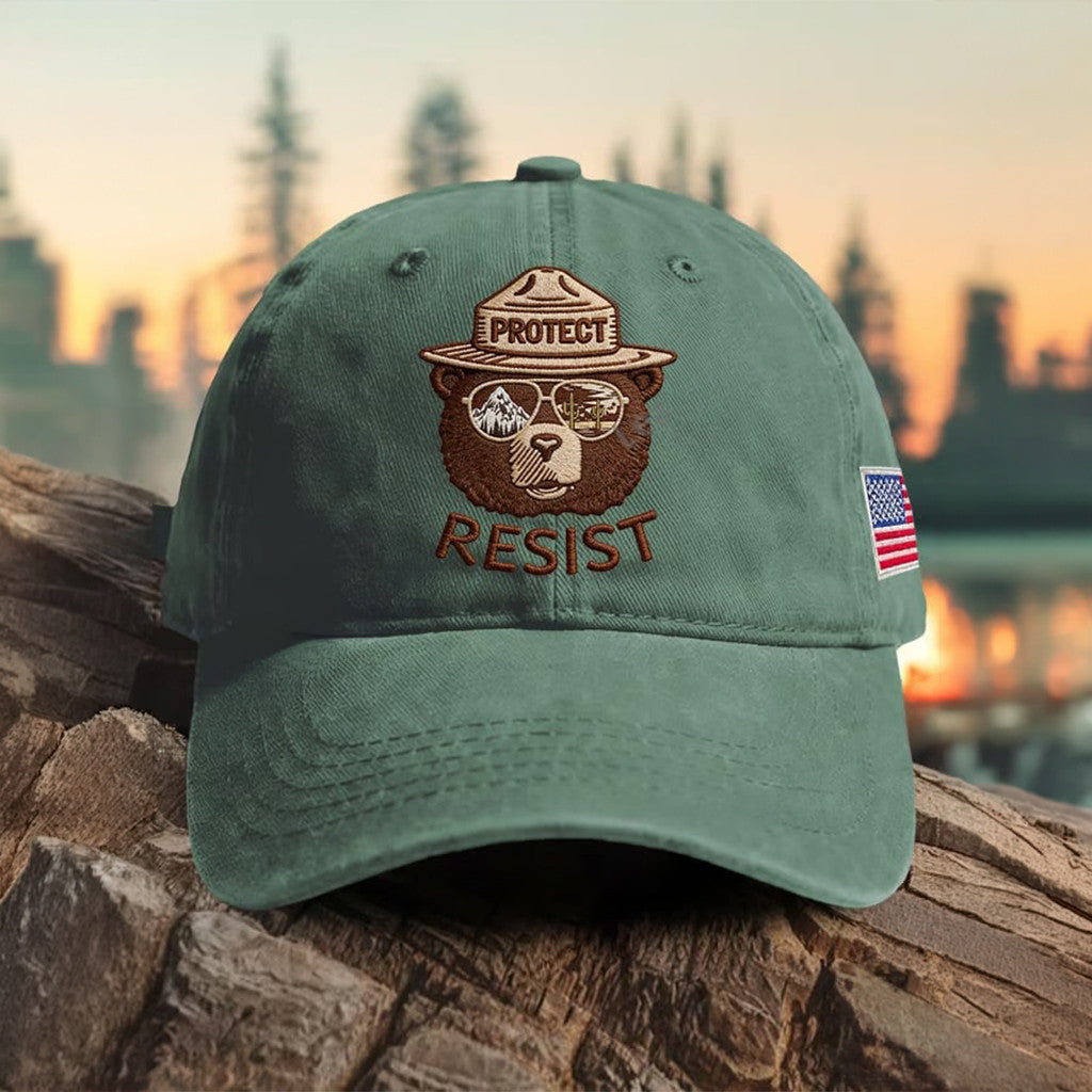 Smokey Bear Protect Resist Environmental Baseball Cap Embroidered Protect National Parks Hat - Merchluma