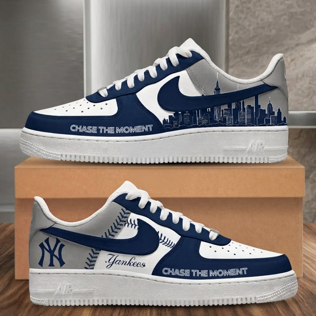 New York Yankees Navy Blue City Skyline Sneakers Chase The Moment Shoes NY Yankees Merch 2026 - Merchluma