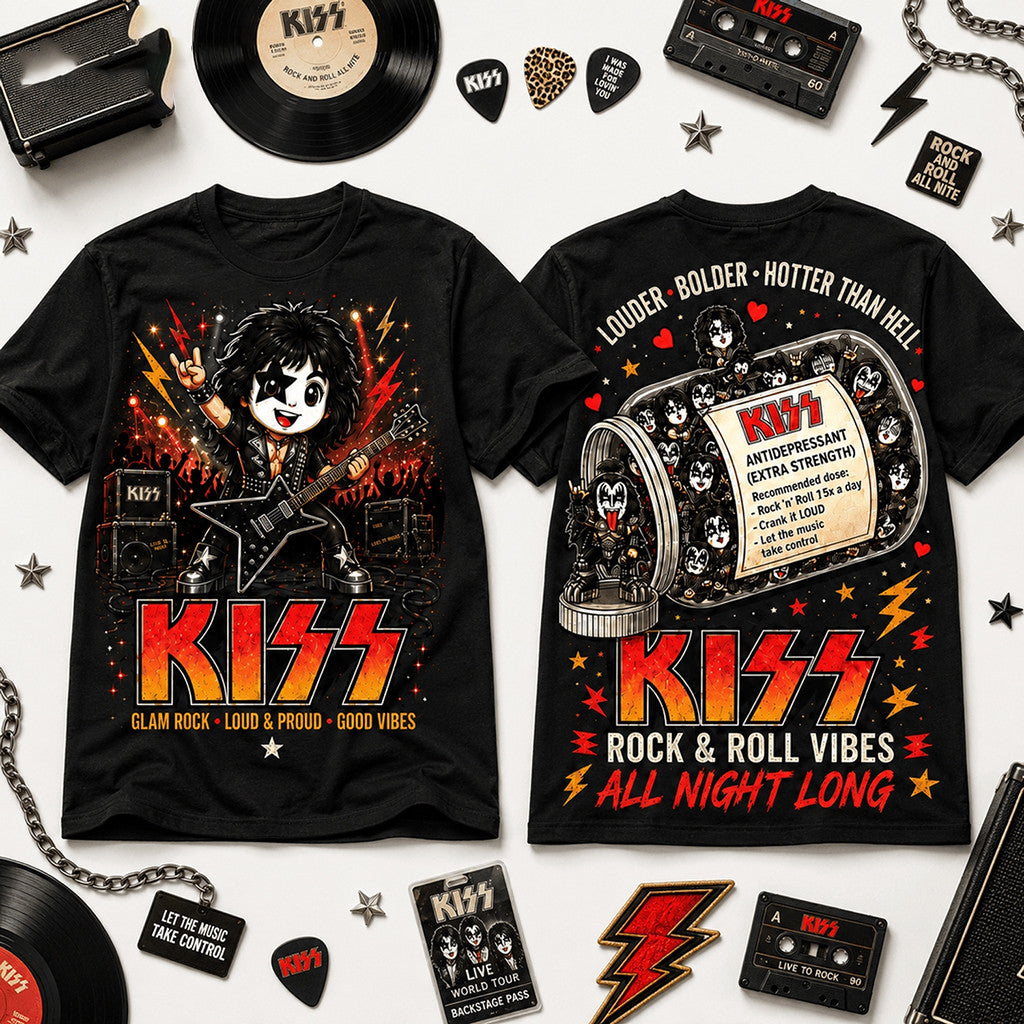 Kiss Band Rock And Roll All Nite Graphic Shirt 2026 KISS Merch Gift For Music Lovers - Merchluma