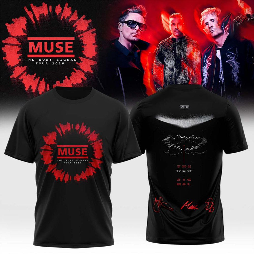 Muse The Wow Signal Tour 2026 T-Shirt Muse Merch Black Gifts For Rock Lovers - Merchluma