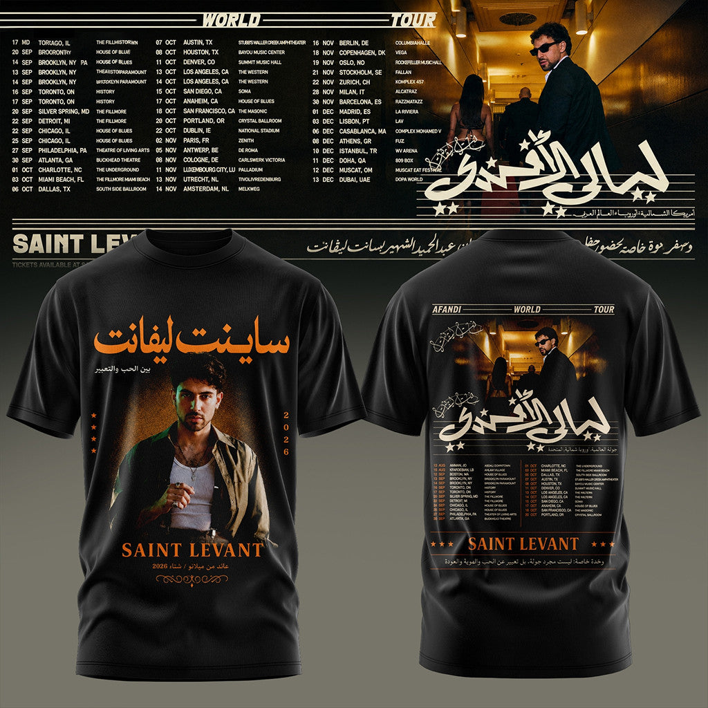 Saint Levant Afandi World Tour 2026 T-Shirt Saint Levant Merch Best Gifts For Music Lovers - Merchluma