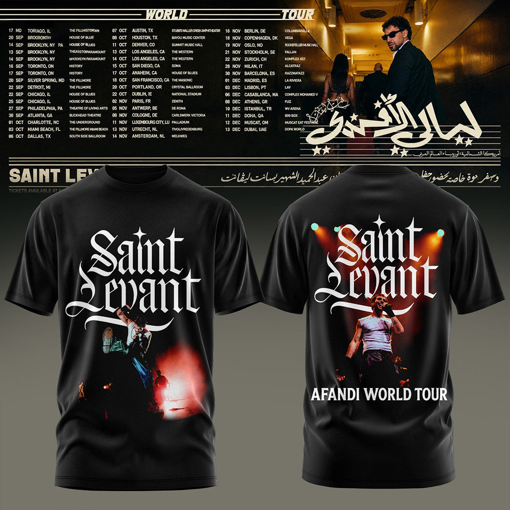 Saint Levant Afandi World Tour 2026 T-Shirt Saint Levant Merch Gift Ideas For Music Lovers - Merchluma