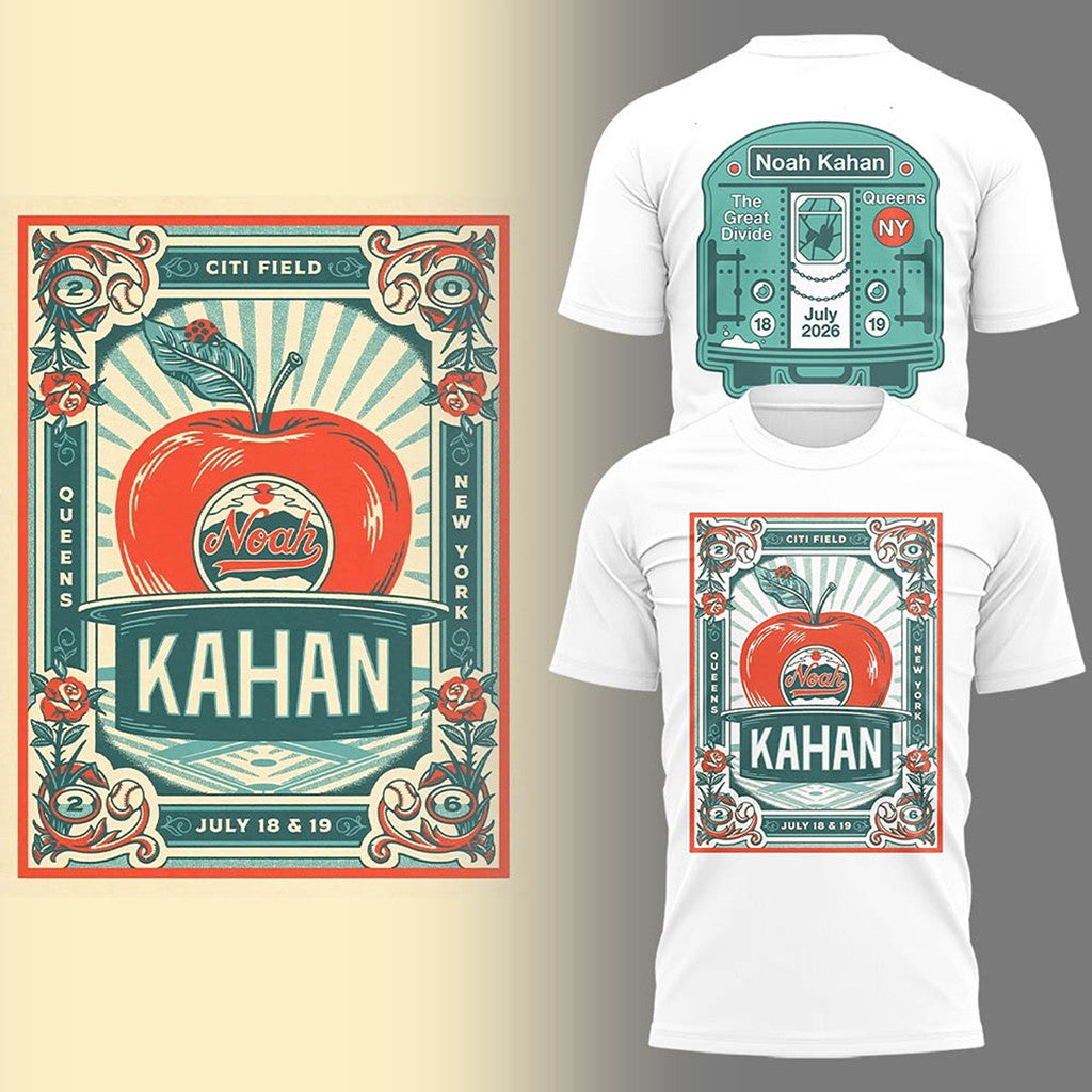 Noah Kahan X NY Mets The Great Divide Tour At Citi Field Poster Graphic T-Shirt Noah Kahan Merch - Merchluma