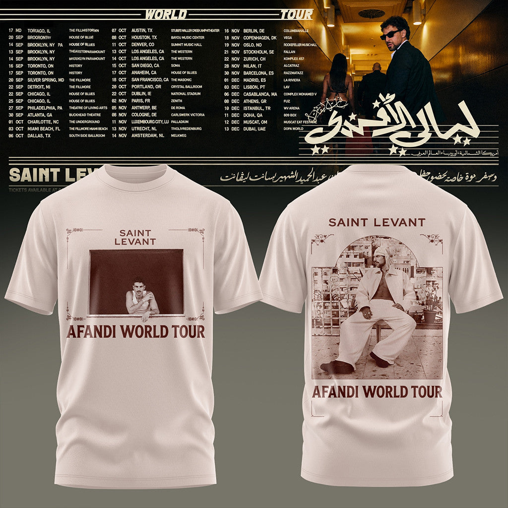 Saint Levant Afandi World Tour T-Shirt Saint Levant Merch Unique Gifts For Music Lovers - Merchluma