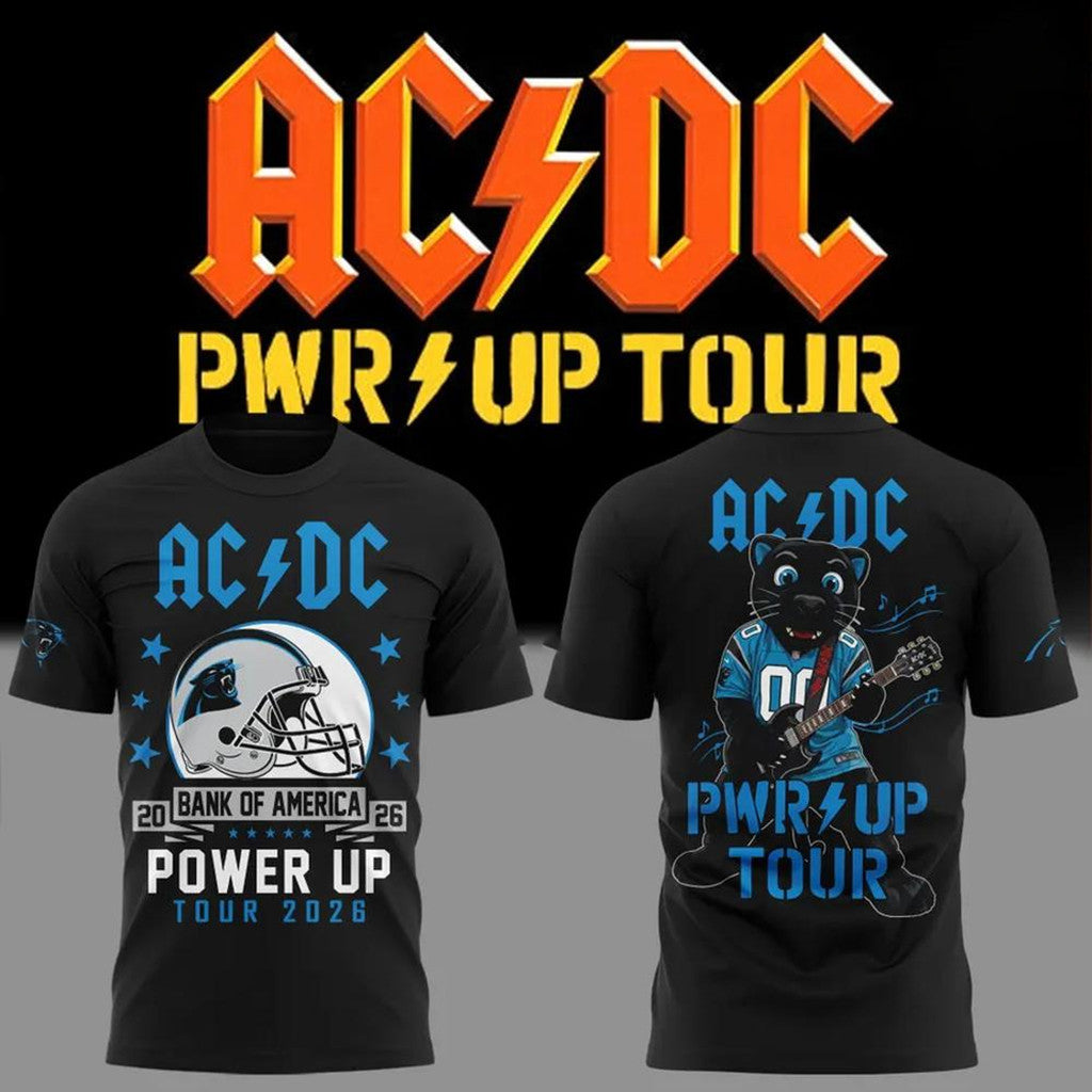 ACDC X Carolina Panthers Power Up Tour 2026 T-Shirt Black ACDC Merch Gift For Rock Fans - Merchluma