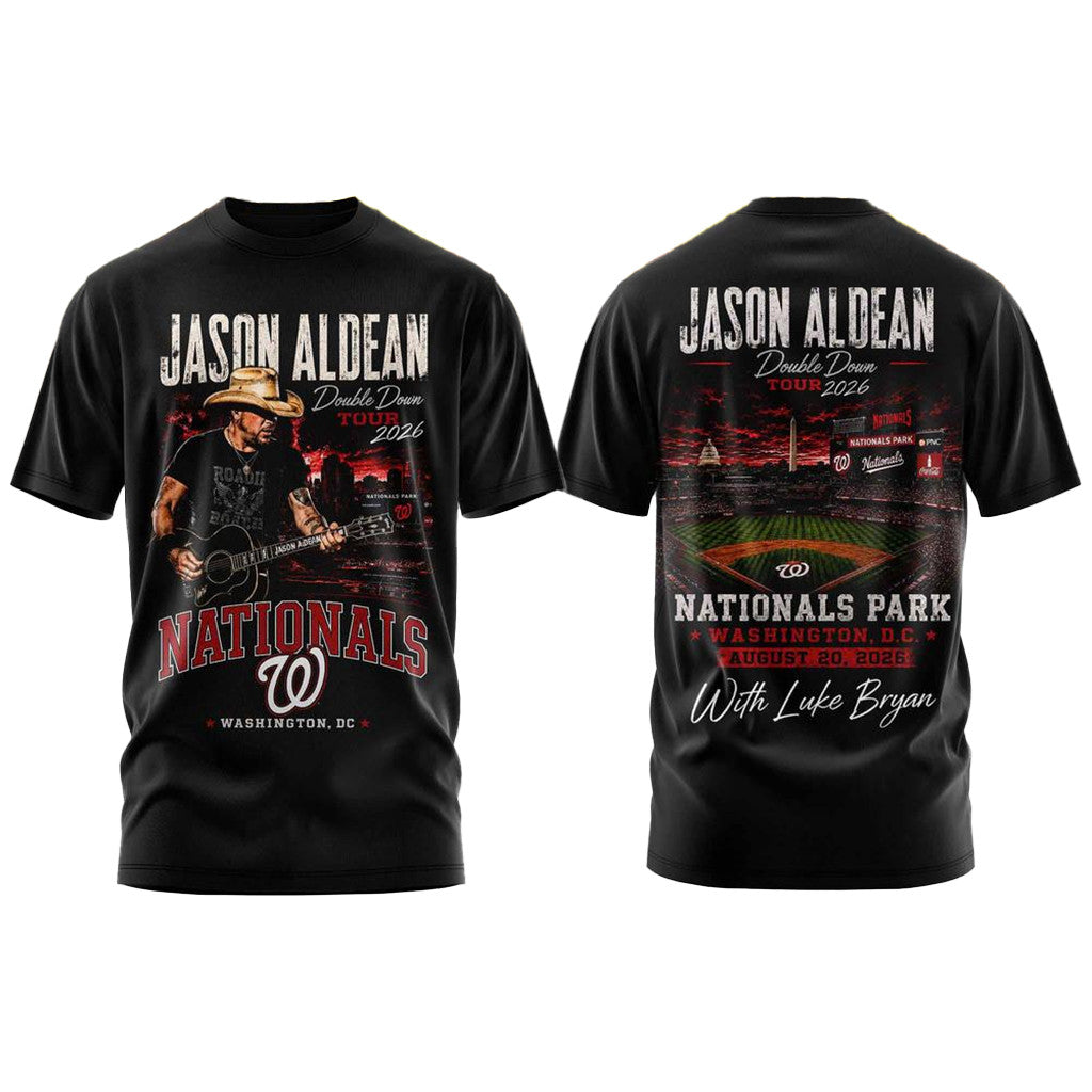 Washington Nationals x Jason Aldean Luke Bryan Double Down Tour 2026 T-Shirt Jason Aldean Merch - Merchluma