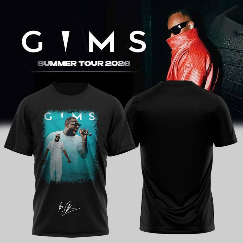 GIMS Summer Tour 2026 Signature T-Shirt Black GIMS Merch Gift For Rapper Fans - Merchluma