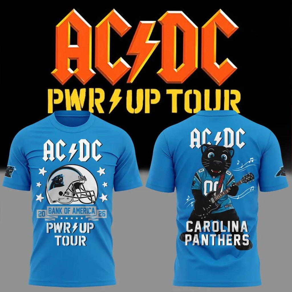 ACDC X Carolina Panthers Power Up Tour 2026 T-Shirt ACDC Merch Best Gift For Rock Fans - Merchluma