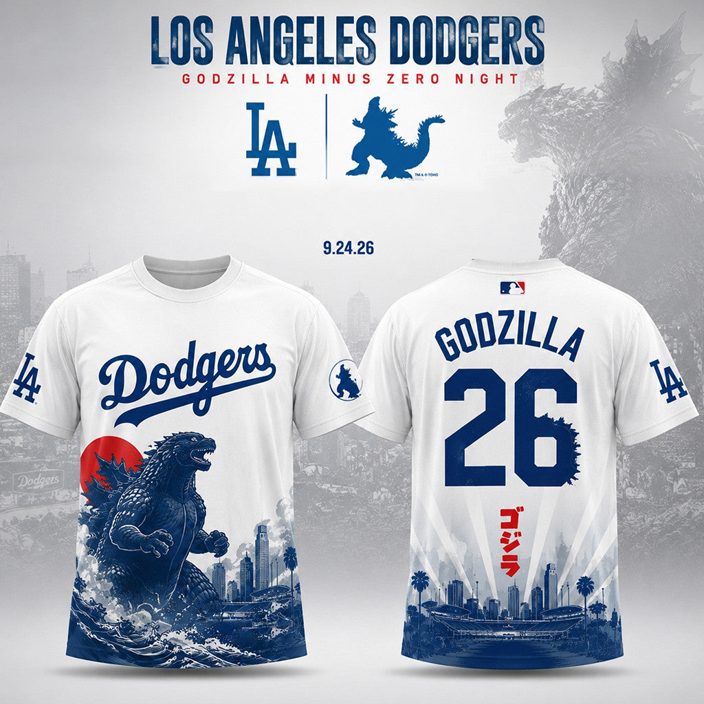 Los Angeles Dodgers X Godzilla Minus Zero Night 2026 Shirt LA Dodgers Merch Gifts For Fans - Merchluma