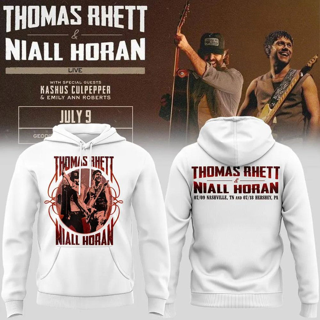 Niall Horan X Thomas Rhett Live Concert 2026 Tour Hoodie Niall Horan X Thomas Rhett Merch White - Merchluma