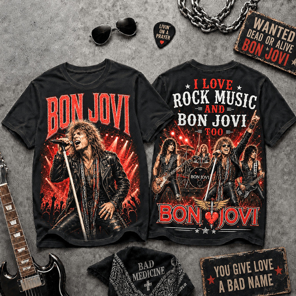Bon Jovi Livin On A Prayer Rock Legend T-Shirt 2026 Bon Jovi Merch Gift For Music Lovers - Merchluma