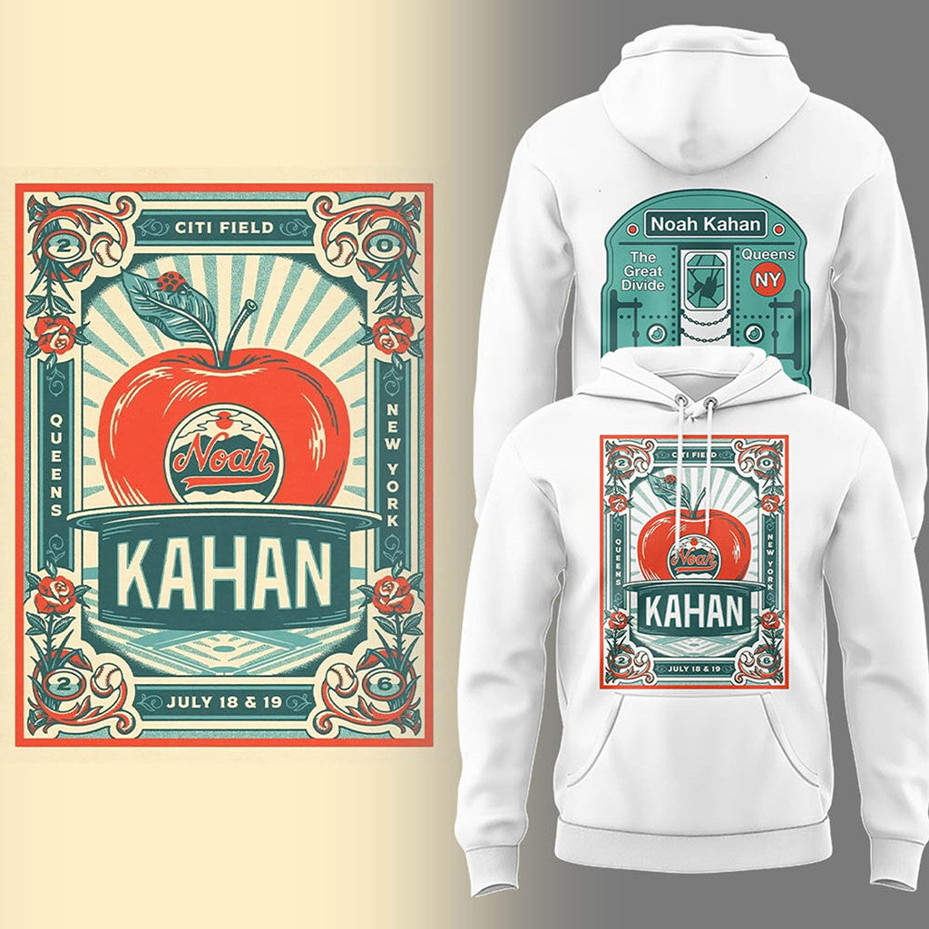 Noah Kahan X NY Mets The Great Divide Tour At Citi Field Poster Hoodie White Mets Merchandise - Merchluma