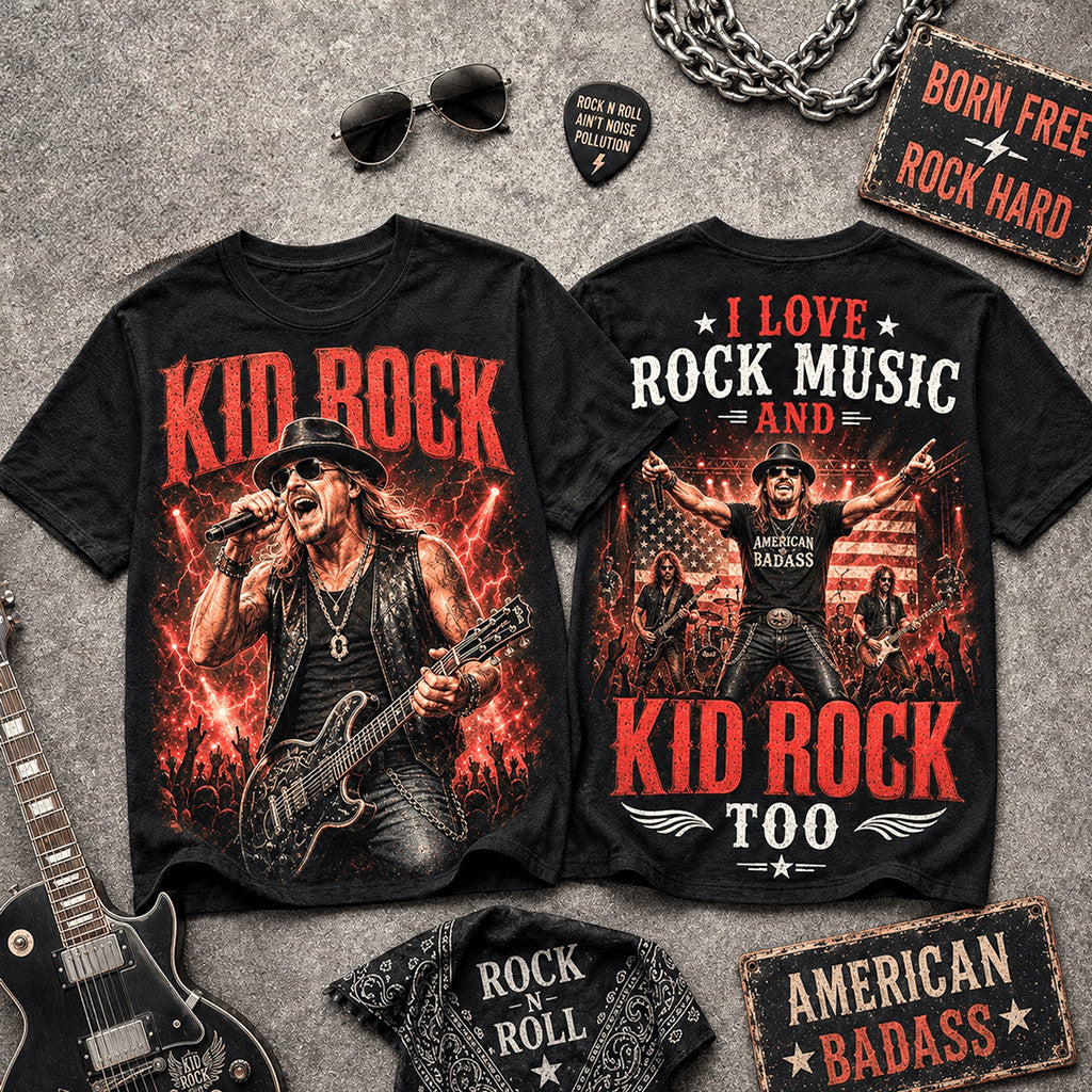 Kid Rock Born Free American Badass Shirt 2026 Kid Rock Merch Music Related Gifts For Guys - Merchluma