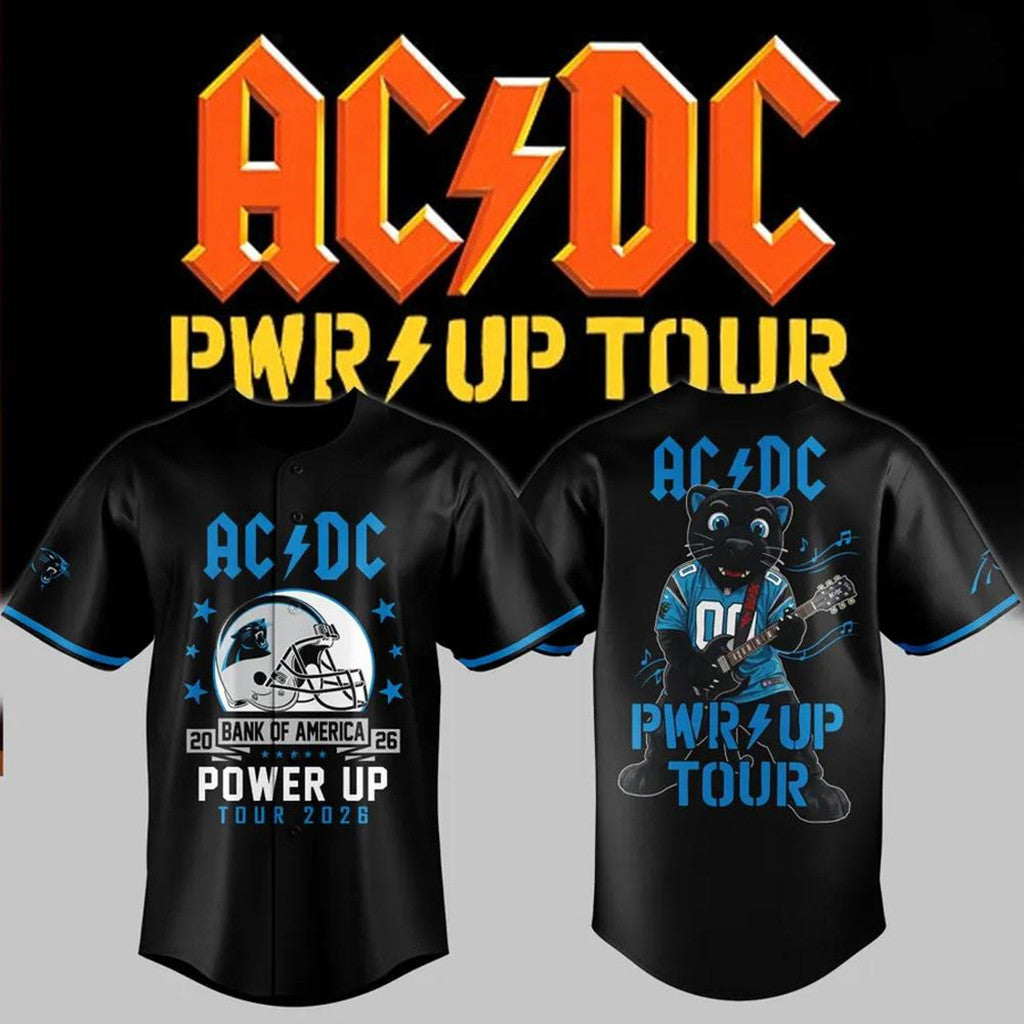 ACDC X Carolina Panthers Power Up Tour 2026 Baseball Jersey ACDC Merch Gift For Music Lover - Merchluma