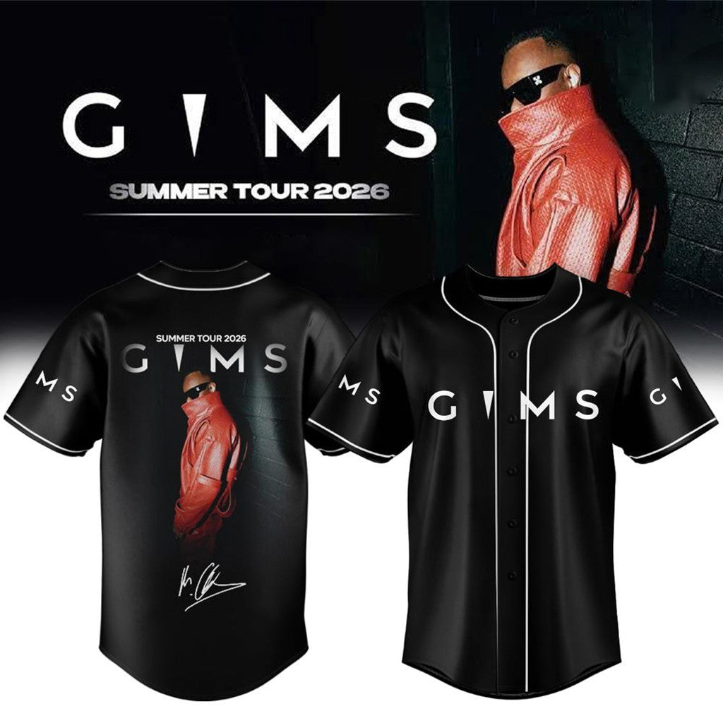 GIMS Summer Tour 2026 Signature Baseball Jersey Black GIMS Merch Gift For Rap Music Fans - Merchluma