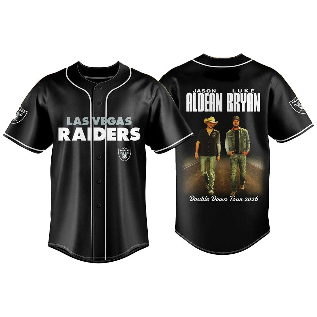 Las Vegas Raiders x Jason Aldean Luke Bryan Double Down Tour 2026 Jersey Raiders Merch - Merchluma
