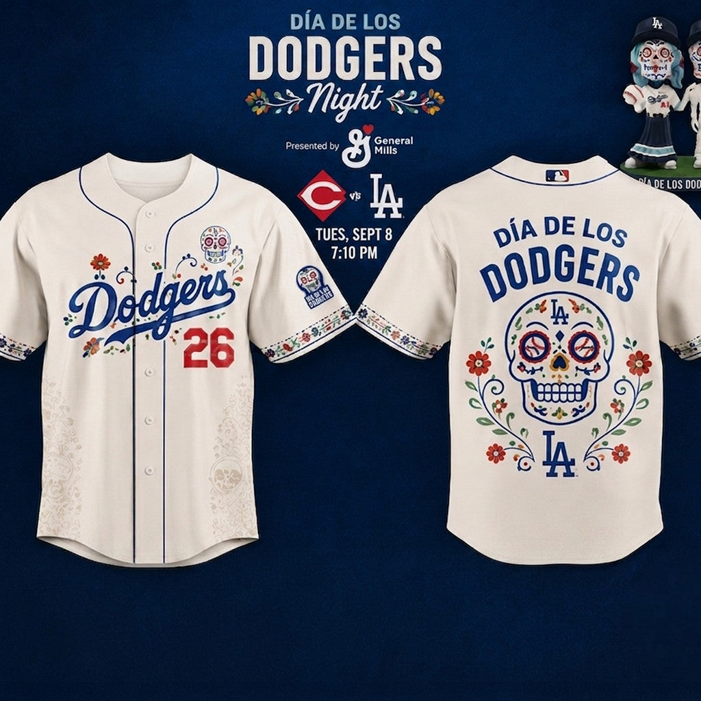 Los Angeles Dodgers X Dia De Los Muertos Baseball Jersey LA Dodgers Merch Fans Gifts - Merchluma