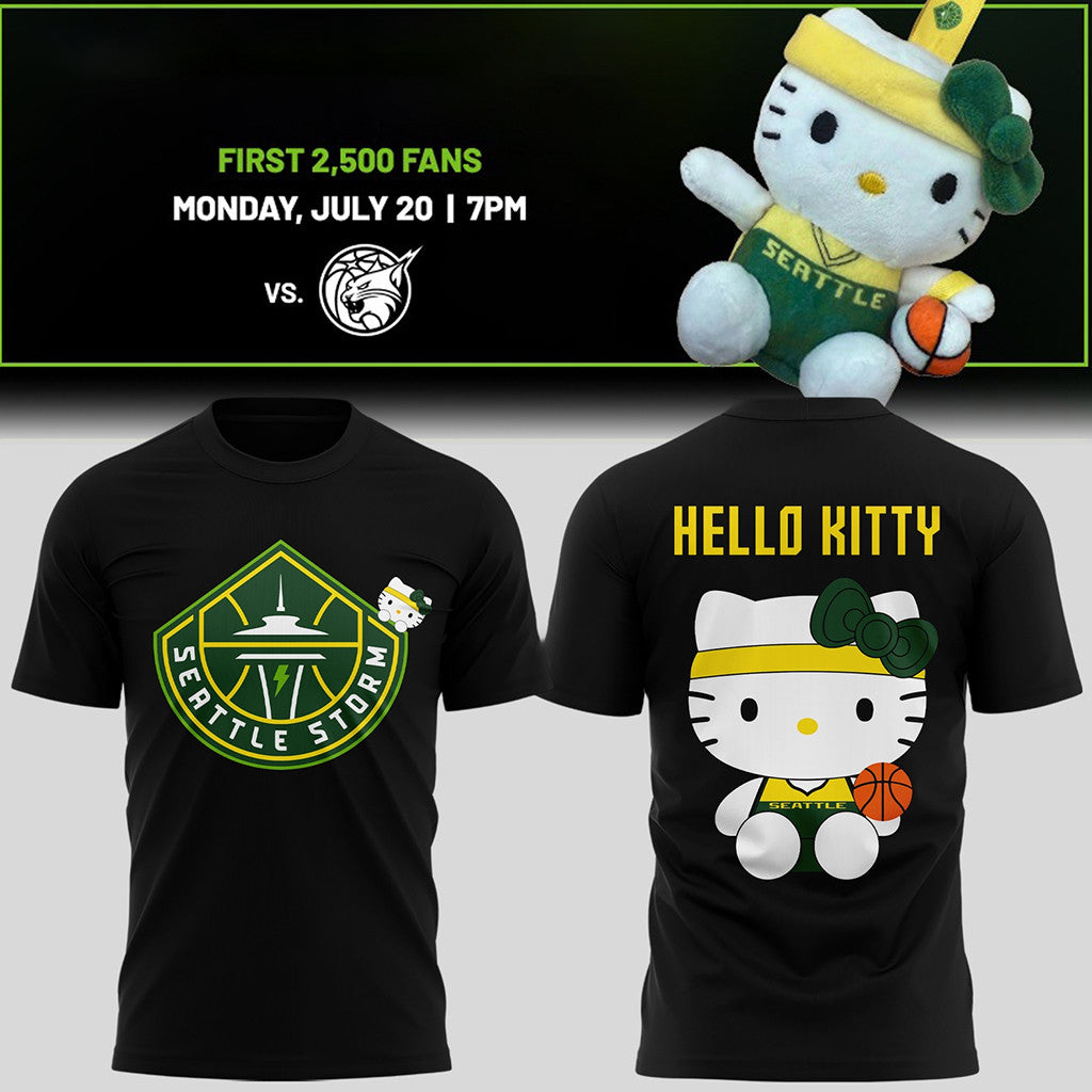 Seattle Storm X Hello Kitty Night Black Special Shirt Seattle Storm Merch Gifts For Sister - Merchluma