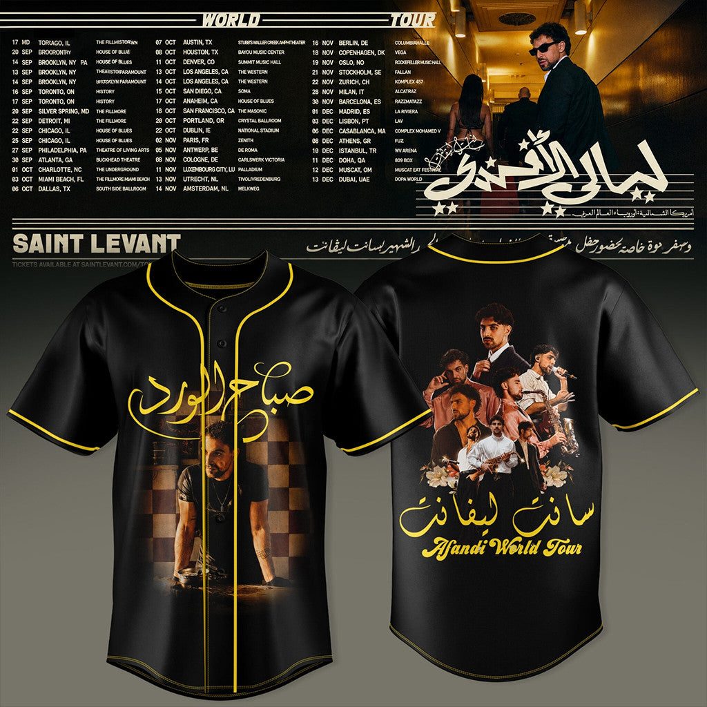 Saint Levant Afandi World Tour Baseball Jersey Saint Levant Merch Gifts For Music Fans - Merchluma