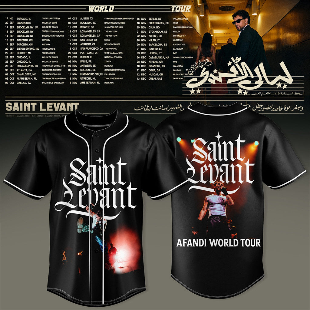 Saint Levant Afandi World Tour Baseball Jersey Saint Levant Merch Music Lover Gifts For Him - Merchluma