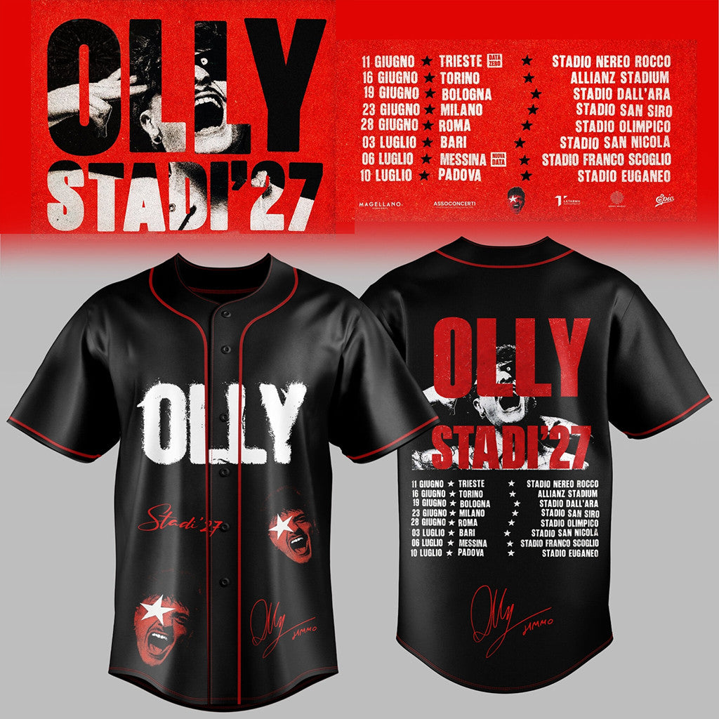 The Olly Stadi 27 Tour Baseball Jersey Black Olly Merch Gift Ideas For Music Lovers - Merchluma