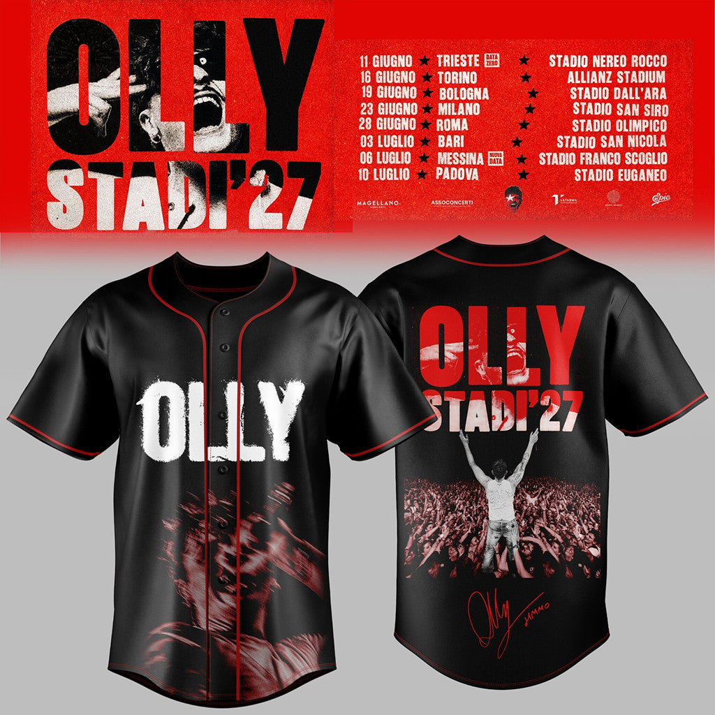 The Olly Stadi 27 Tour Baseball Jersey Black Olly Merch Gifts For Music Enthusiasts - Merchluma