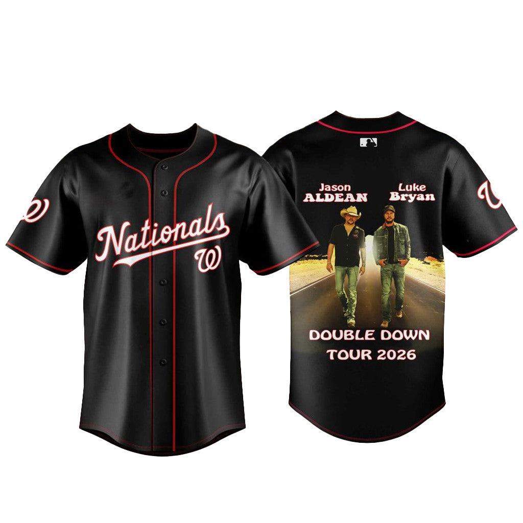 Washington Nationals x Jason Aldean Luke Bryan Double Down Tour 2026 Jersey Nationals Merch - Merchluma