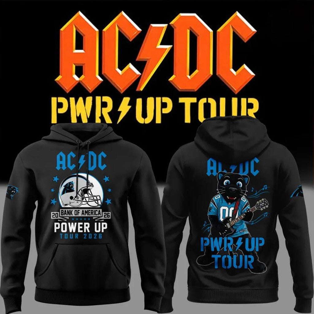 ACDC X Carolina Panthers Merch Power Up Tour 2026 Hoodie Gifts For Rock Band Fans - Merchluma