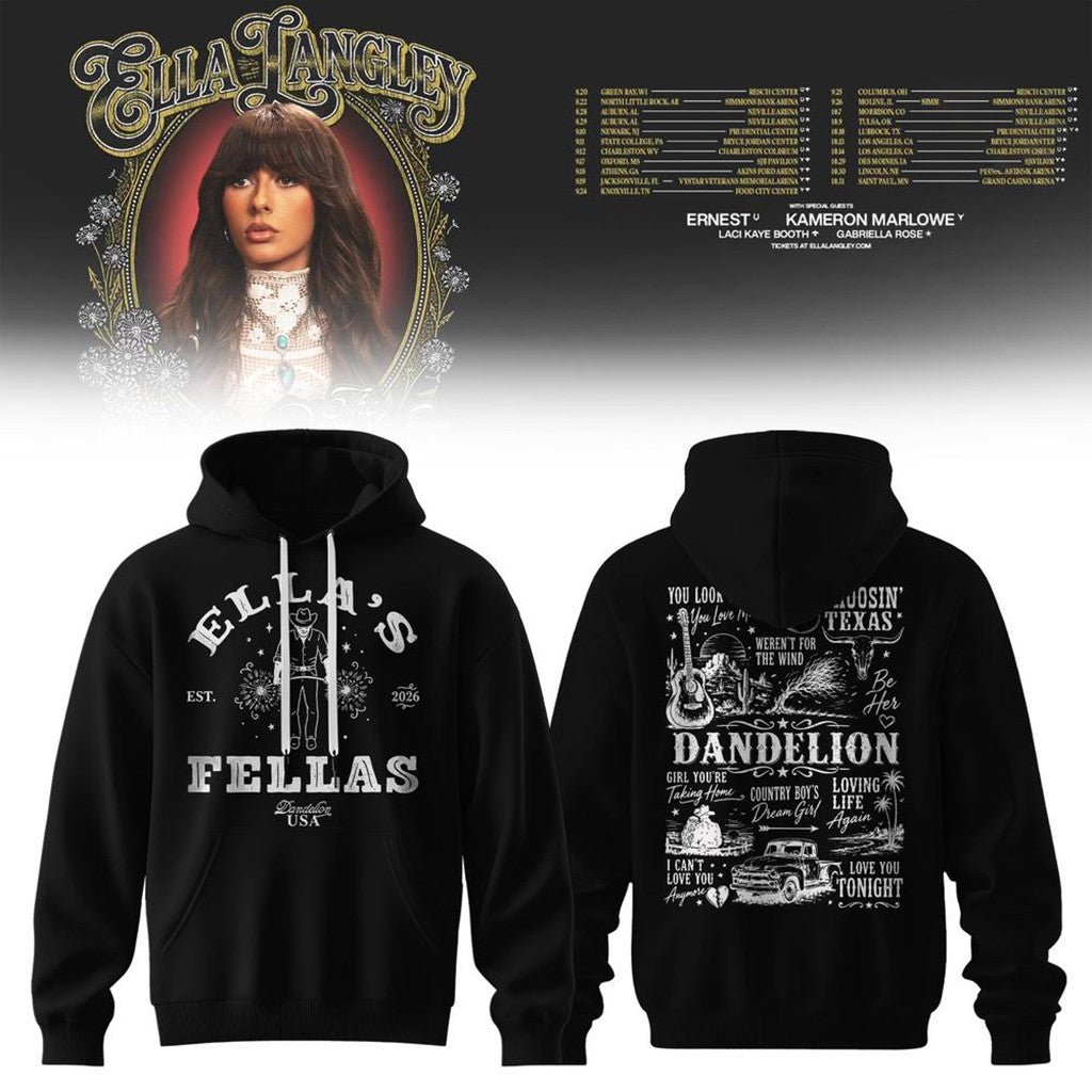Ella Langley The Dandelion Tour 2026 Signature Hoodie Ella Langley Merch Country Music Fan Gear - Merchluma