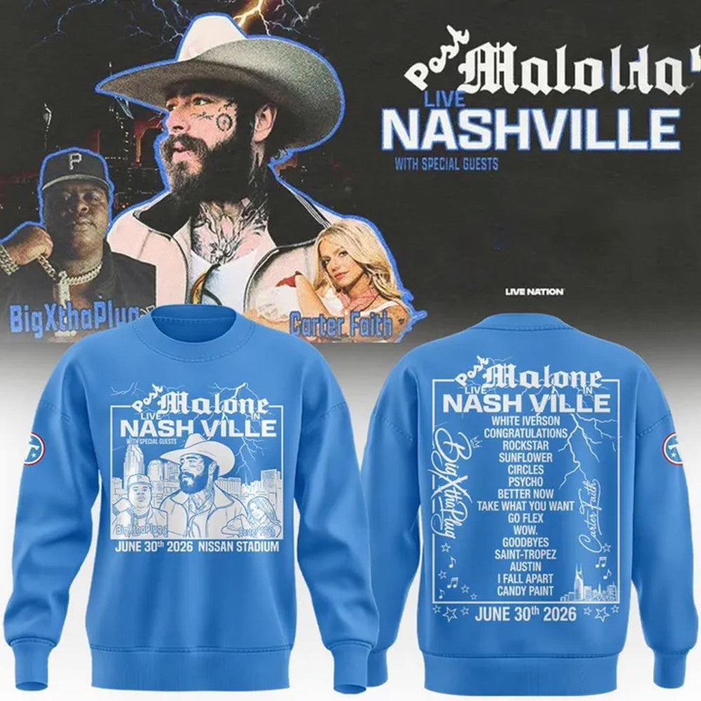 Post Malone Salute 250 Columbus Ohio Concert 2026 Sweatshirt Blue Post Malone Merch Fan Gifts - Merchluma