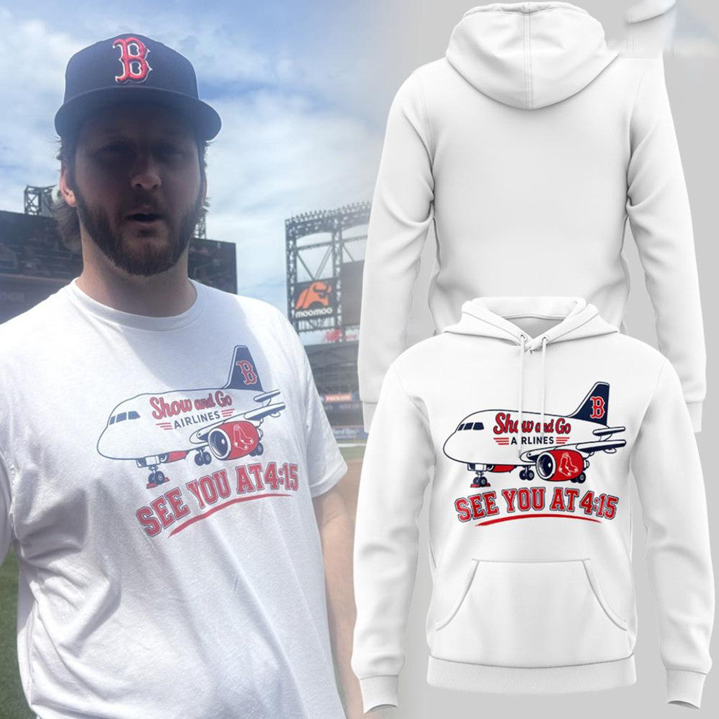 Boston Red Sox X Show And Go Airlines See You At 415 Hoodie Red Sox Merch Present For Brothers - Merchluma