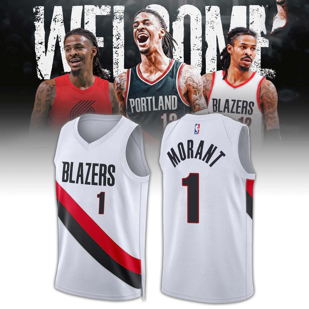 Ja Morant 1 Portland Trail Blazers Association White Basketball Jersey Blazers Merch Fan Gifts - Merchluma