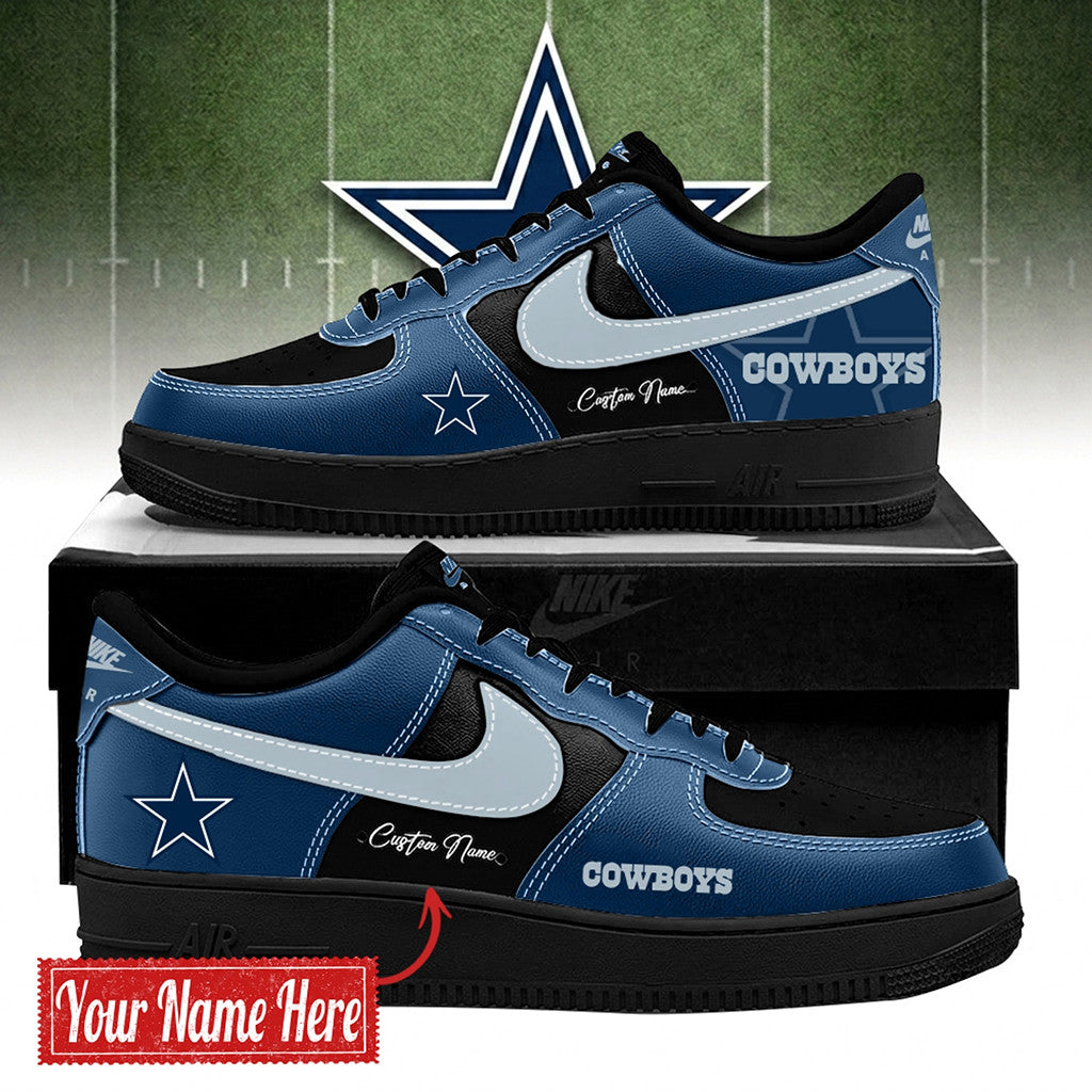 Personalized Dallas Cowboys Bold Black And Navy Shoes Sneakers 2026 Dallas Cowboys Merch Gifts - Merchluma