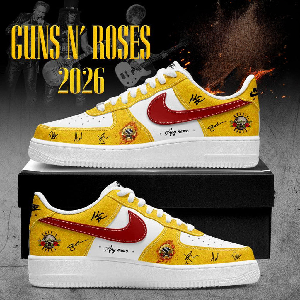 Custom Name Guns N Roses World Tour 2026 Sneakers Rock Shoes GNR Merch Gift For Dad - Merchluma