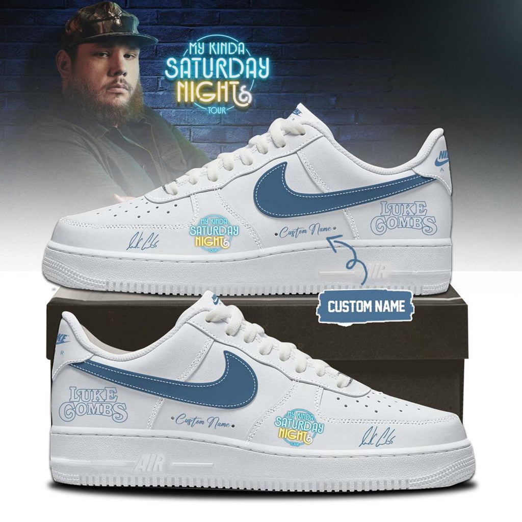 Personalized Luke Combs Merch My Kinda Saturday Night Tour 2026 Sneakers White Fan Shoes Gifts - Merchluma