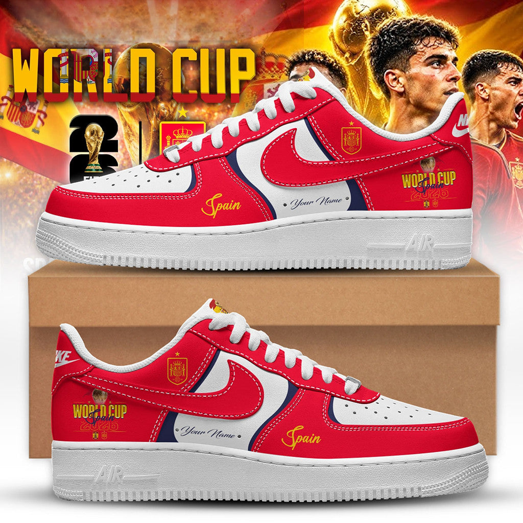 Custom Spain Team World Cup Champions 2026 Sneakers Spain Football WC 26 Merchandise Gifts - Merchluma