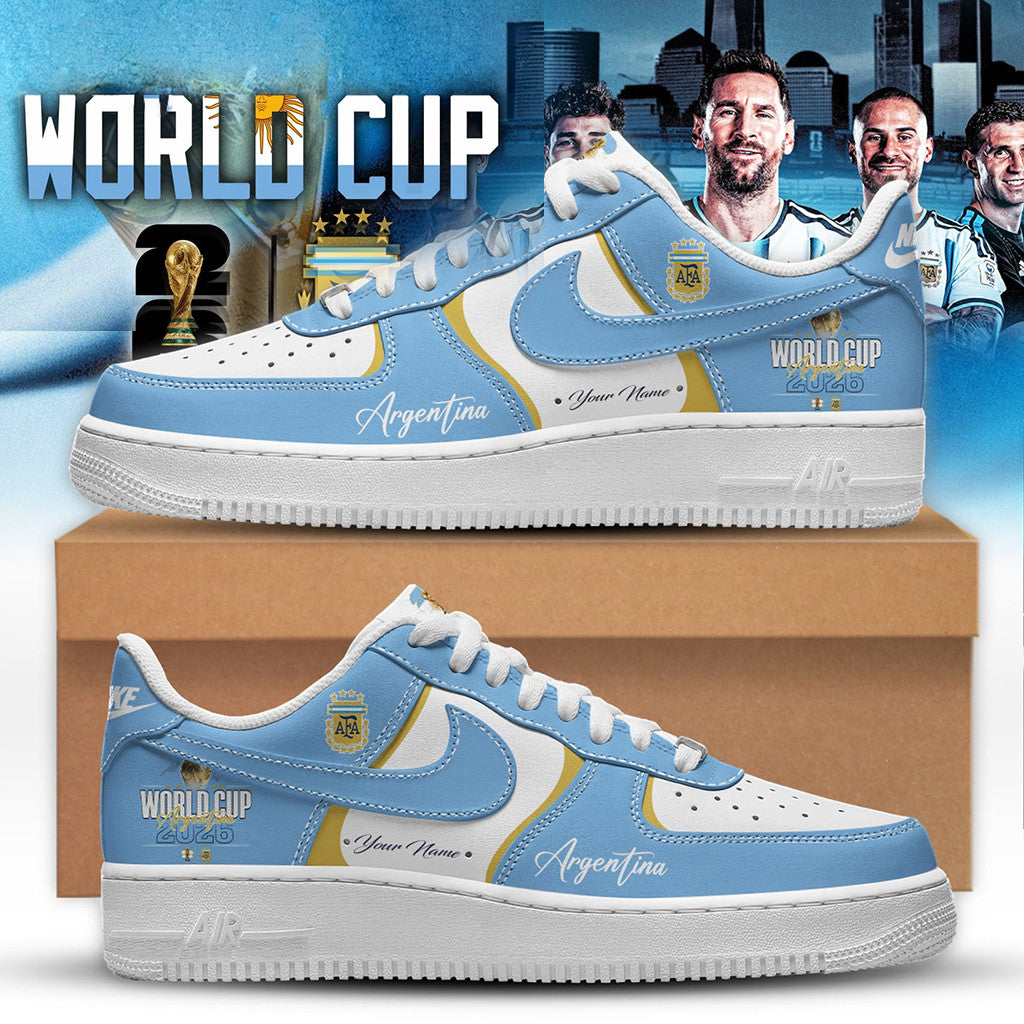 Personalized Argentina World Cup Champions 2026 Shoes Sneakers Argentina FIFA Winner Merch - Merchluma