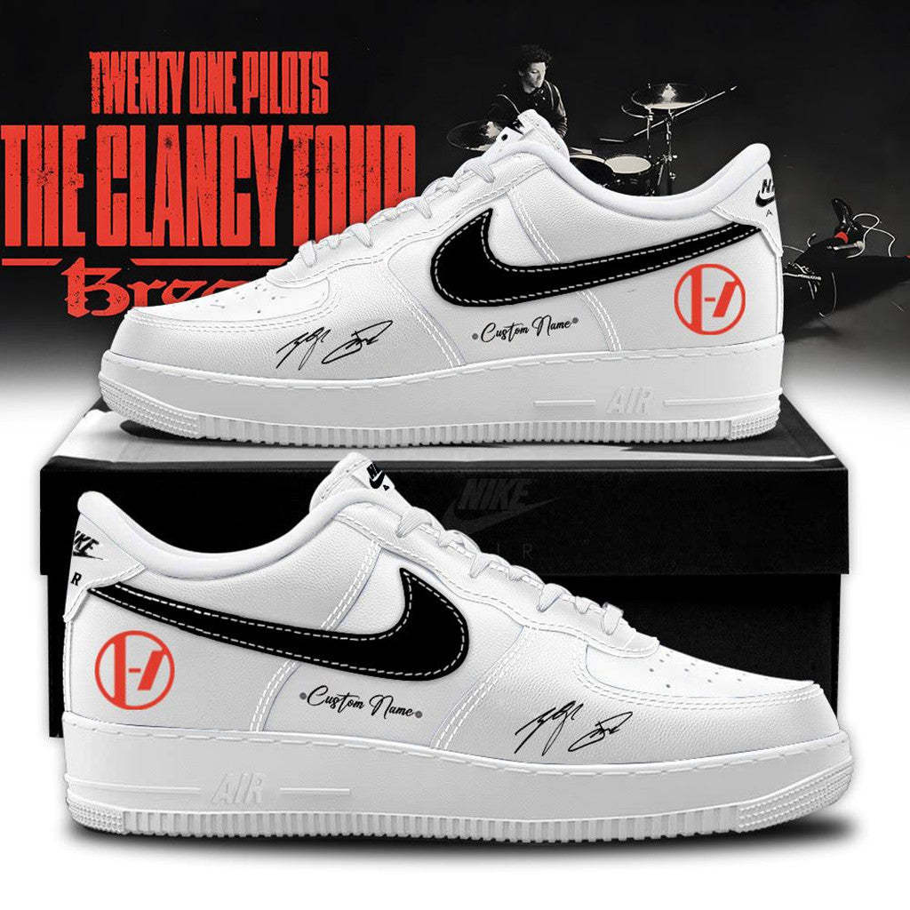 Custom Twenty One Pilots Merch The Clancy Tour Breach Sneakers White Gifts For Music Fan - Merchluma
