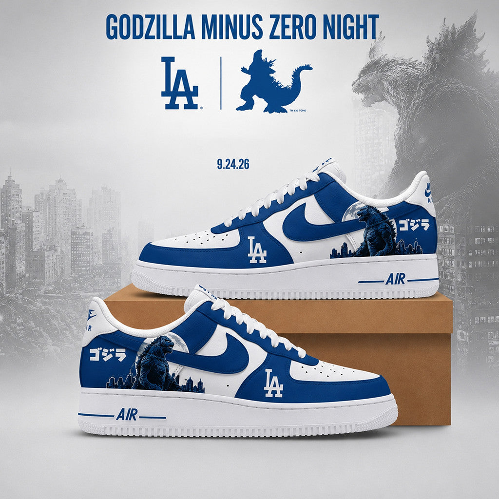Los Angeles Dodgers X Godzilla Minus Zero Night 2026 Shoes Sneakers LA Dodgers Merch Fan Gifts - Merchluma