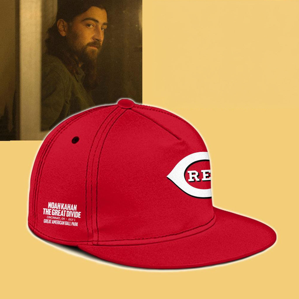 Noah Kahan x Cincinnati Reds The Great Divide Tour 2026 Snapback Hat Red Cincinnati Reds Merch - Merchluma