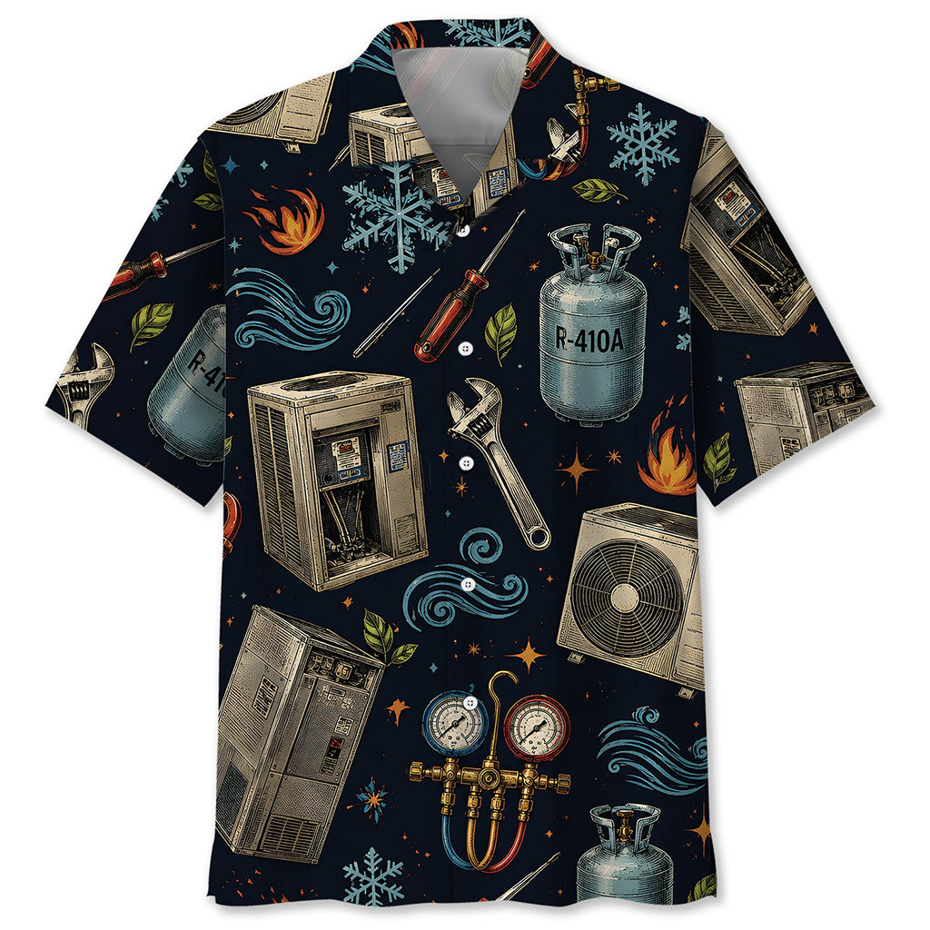 Vintage HVAC Technician Tools Hawaiian Shirt Funny Technician Summer Beach Shirt Him Gifts - Merchluma