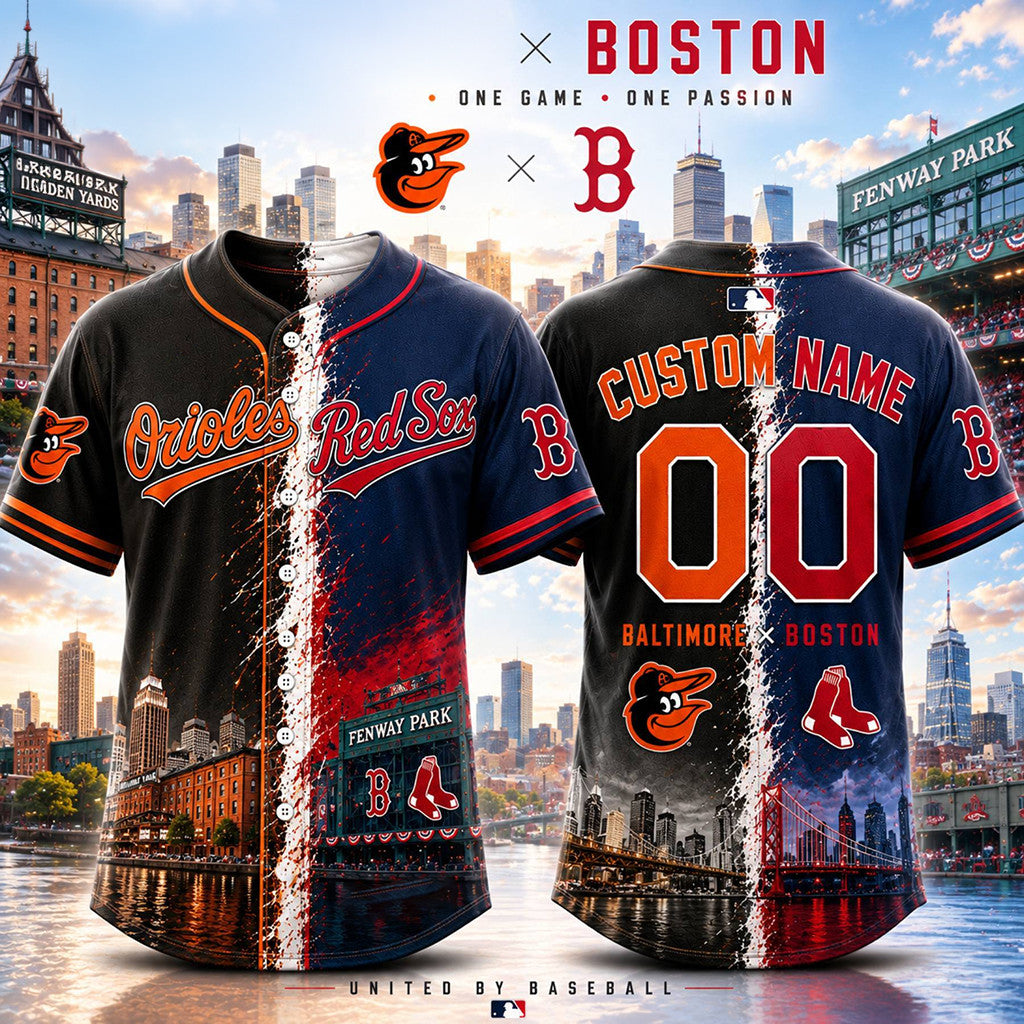 Custom Baltimore Orioles X Boston Red Sox Baseball Jersey Baltimore Orioles Merch Gift Ideas - Merchluma