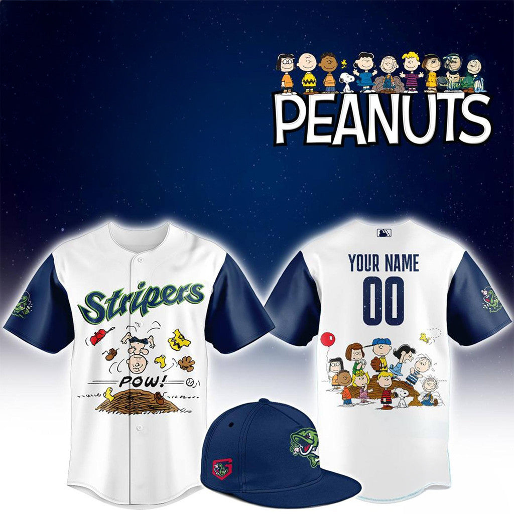 Custom Gwinnett Stripers X Peanuts Night Snoopy Baseball Jersey Gwinnett Stripers Merch - Merchluma