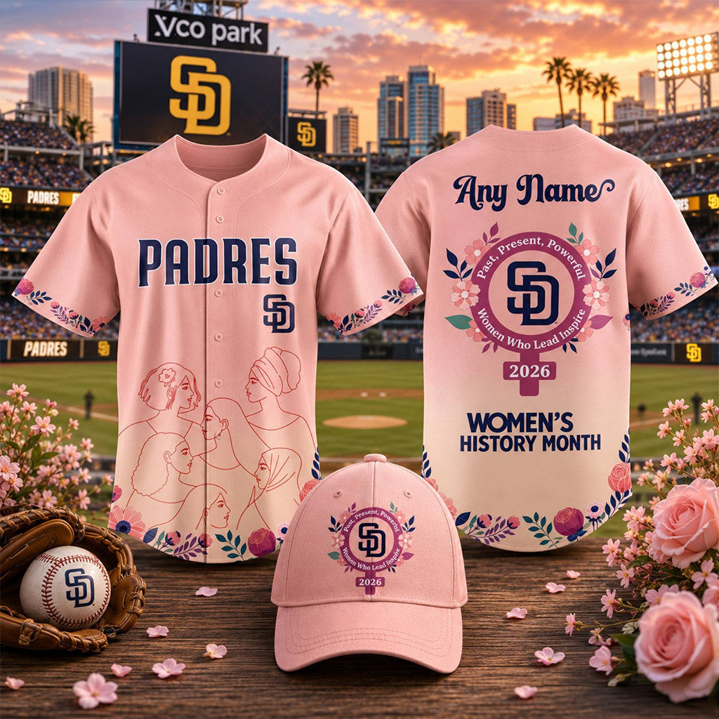 Custom San Diego Padres Merch History Month 2026 Baseball Jersey Floral Breast Cancer Awareness - Merchluma