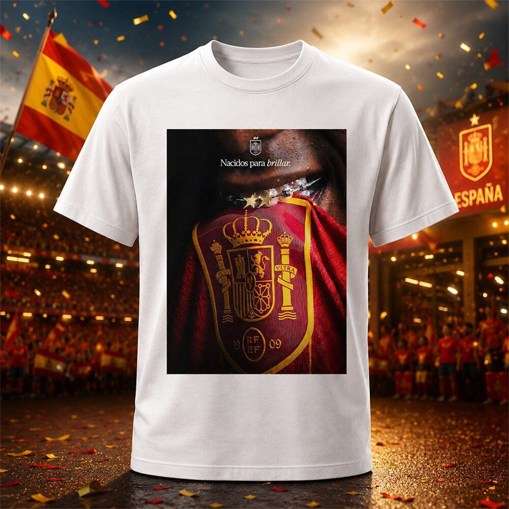 Lamine Yamal Spain Football Crest Born To Shine Champions Shirt Spain World Cup 2026 Merch - Merchluma